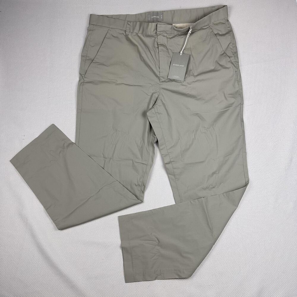Everlane Pants Mens 40x32 Gray Beige Stretch Chino Canvas Casual Zip Pockets